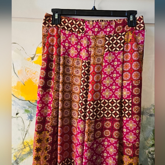 Drew Silky Wide Leg Patchwork Patterned Pants - Picture 2 of 9